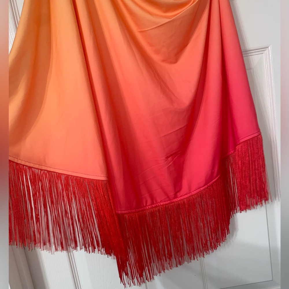 Boston Proper So Chic One Shoulder Ombre Fringe Top with matching pants. Size L - Picture 13 of 16